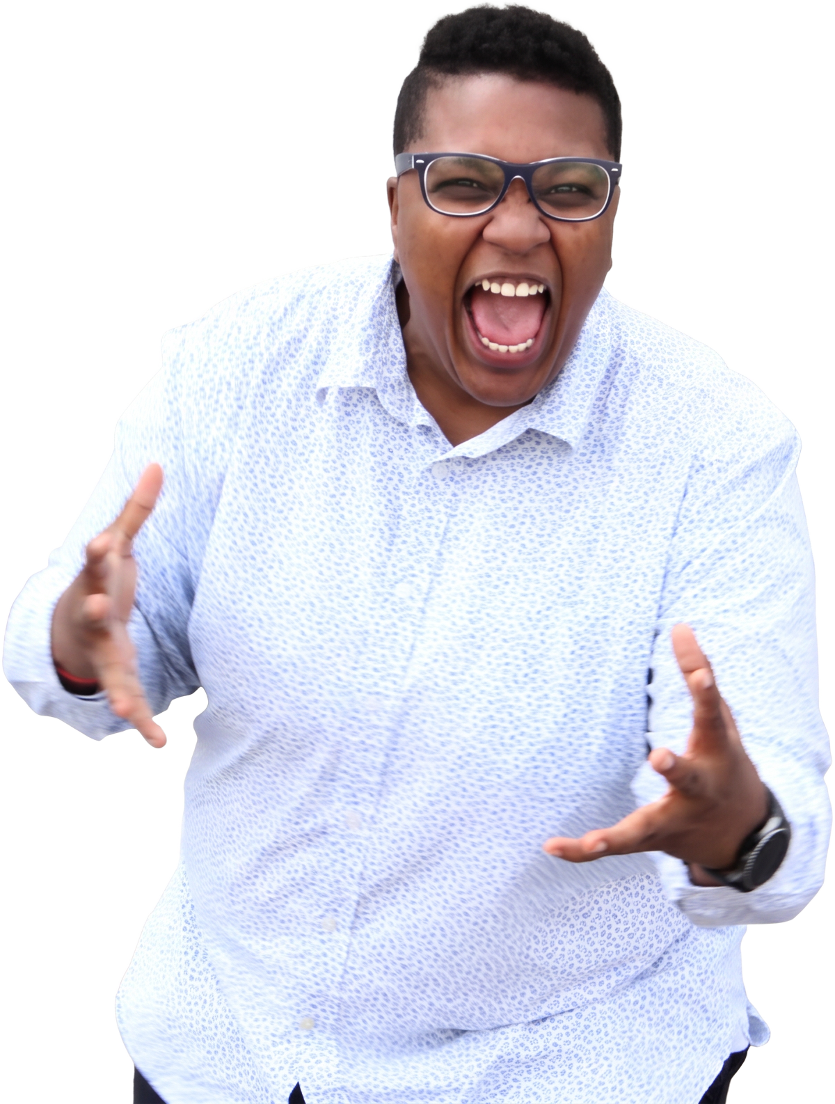 Stacy A. Cross shouting